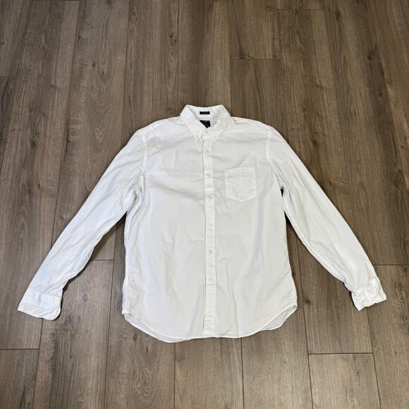J.Crew Flex Washed Button Up Shirt Mens L White Classic Fit Long Sleeve Stretch - Picture 3 of 7